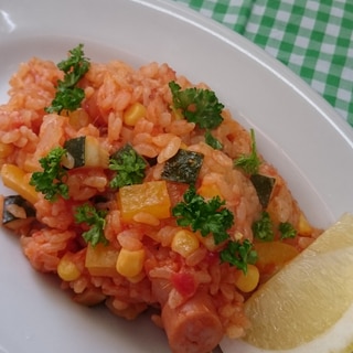 油控えめ!トマトピラフ～炊飯器でお手軽に～